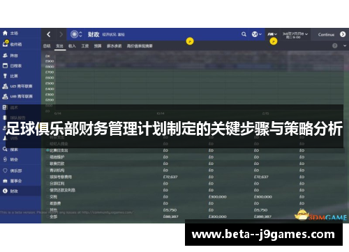 足球俱乐部财务管理计划制定的关键步骤与策略分析